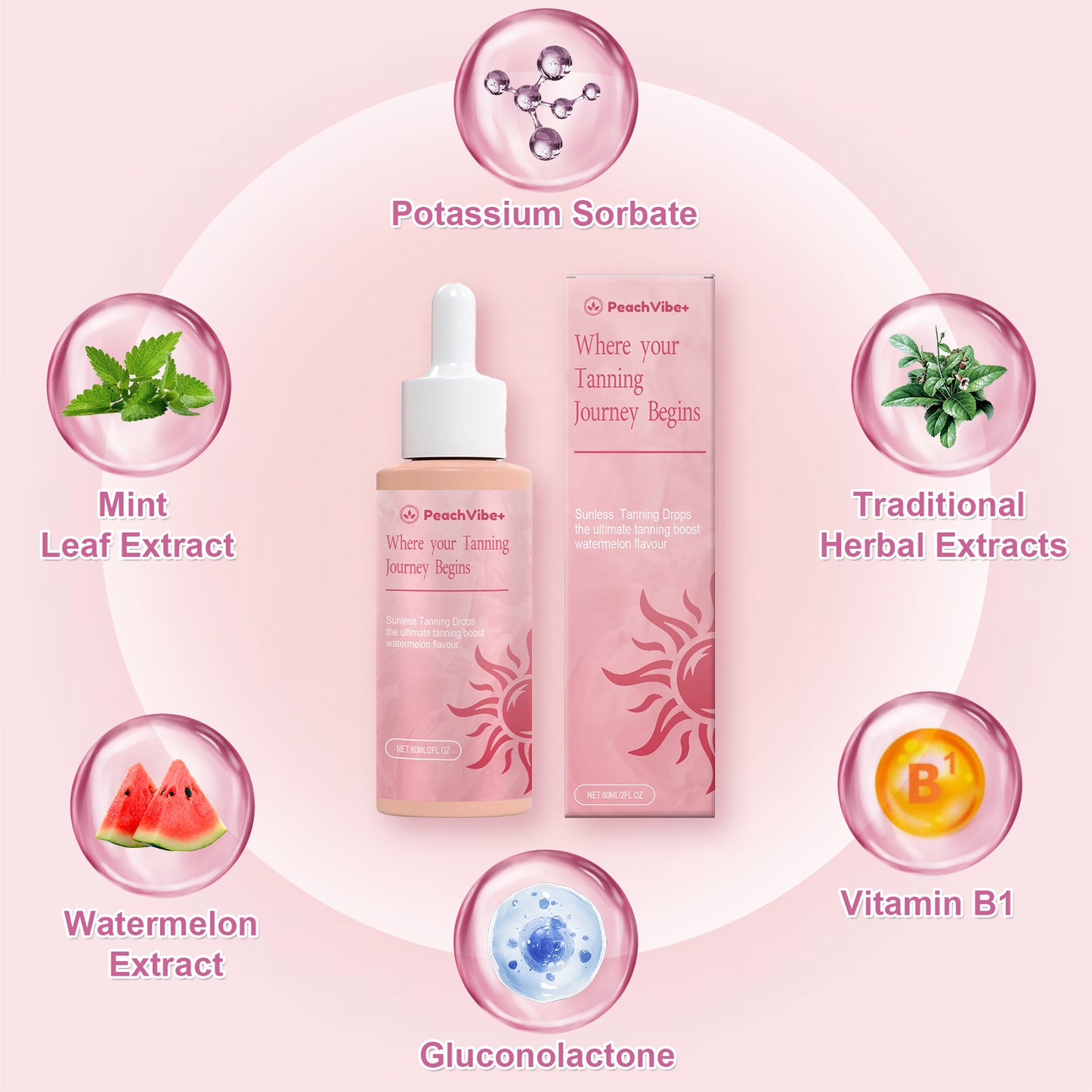 PeachVibe+ Sunless Tanning Drops